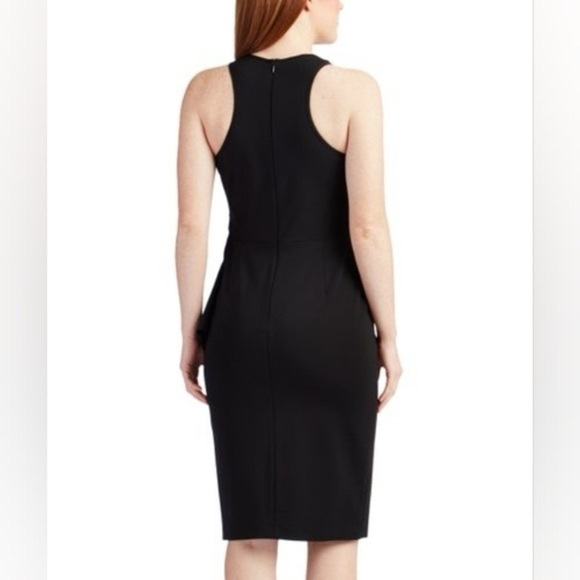 NWT Vera Wang Sleeveless Stretch Cocktail Dress Side Ruffle Slit Neck LBD Sz 4 - Picture 14 of 14